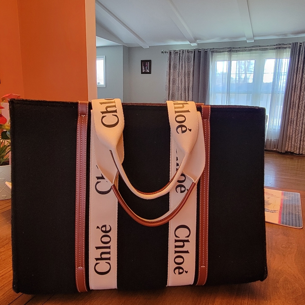 Chloé Black and Cream Tote Bag